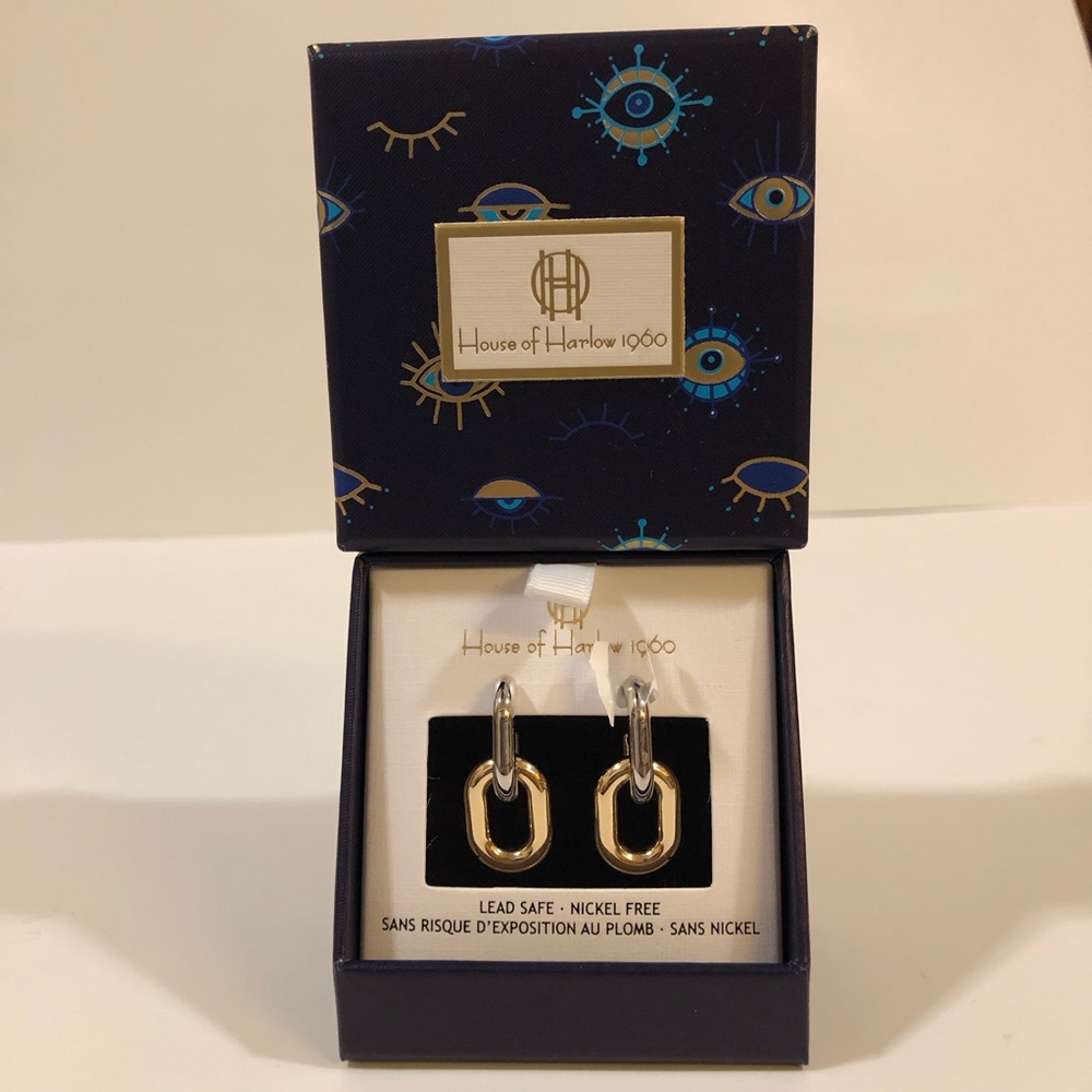 House of Harlow Gold & Silver Tone Earrings NWT
